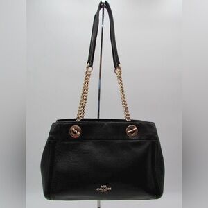 Coach Leather Brook Chain Carryall Bag